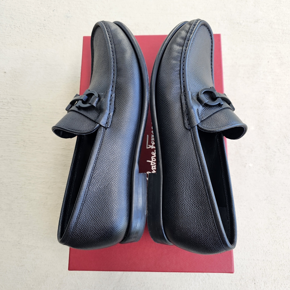 Ferragamo Men's Gancini Crown Bit Leather Loafers - Picture 9 of 16